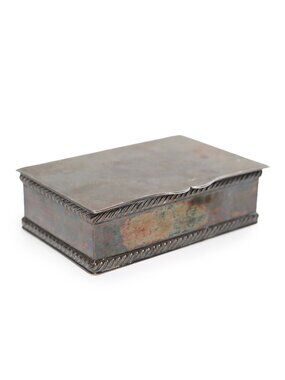 Vintage Old English Reproduction Silver Trinket Box Wood Lined BM Mounts 1962